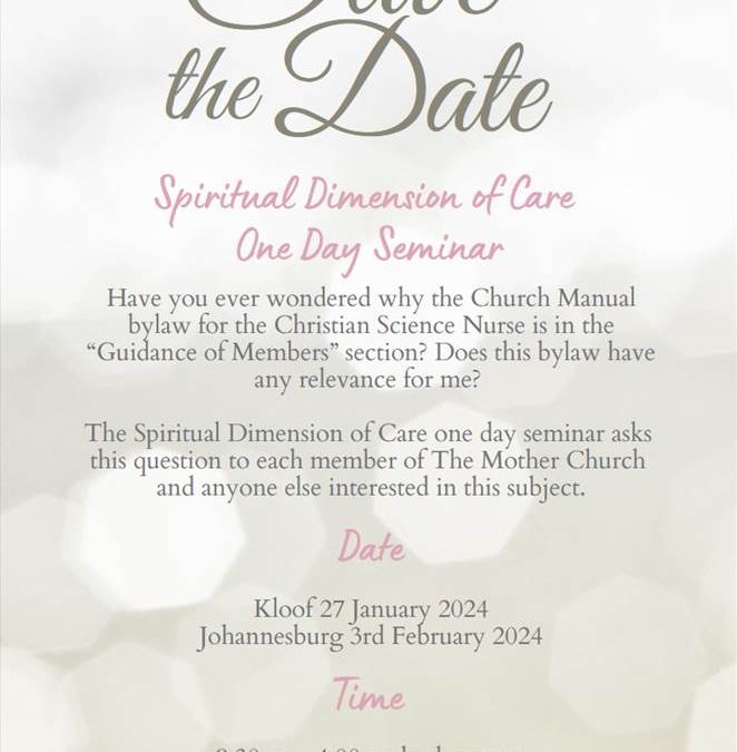 One Day Seminar JHB: Spiritual Dimension of Care